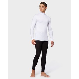 32 Degrees Men's Lightweight Baselayer Mock Top | Long Sleeve | Form Fitting | 4-Way Stretch | Thermal, White, Medium