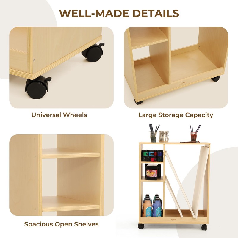 VISWIN Art Cart Organizer, Solid Beechwood Art Supply Storage Organizer