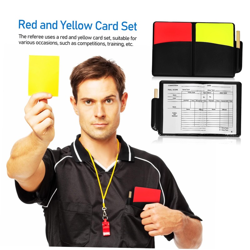 KOMBIUDA 2set Soccer Referee Kit Red Yellow Cards Referee Accessory