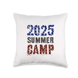 Retro SUMMER CAMP 2025 Kids Campsite Director Host Autograph Throw Pillow