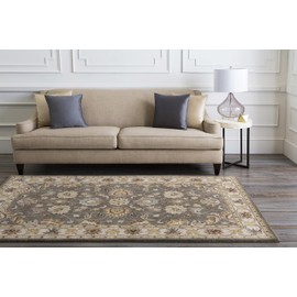 Mark&Day Wool Rugs, 2x4 Eckville Traditional Black Hearth Area Rug, Black Brown Red Carpet for Fireplace, Entryway, Bedroom or Living Room (2' x 4' Hearth)