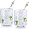 Skylety 2 Set Coconut Tree Icon Juice Glass Cups -