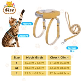 Plliocse Adjustable Cat Harness and Lead Set, Lightweight Cat Vest Harness for Small Medium Large Cats (Yellow,S)