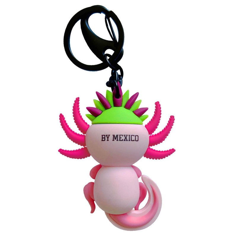 Llavero 3D PVC Ajolote Yul Rosa Mate Accesorio BY MEXICO