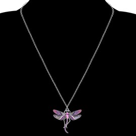 BONSNY Statement Enamel Rhinestone Dragonfly Necklaces Pendant Original Design Gifts for Women Nature lover Jewelry