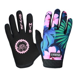 XMTBSTYLE Cycling Gloves for MTB Mountain Bike Road Enduro DH XC Downhill Freeride Touch Screen Enabled Breathable Non-Slip Reinforced (Flowers, L)