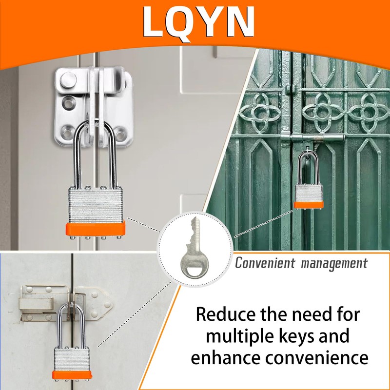 Padlocks with Same Key, LQYN 12 Pcs Laminated Keyed Padlock