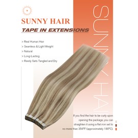 Sunny Hair Tape in Hair Extensions Real Human Hair Invisible Remy Hair Extensions Tape ins for Women Lightest Brown Highlight Platinum Blonde 22 inch 20Pcs 50G