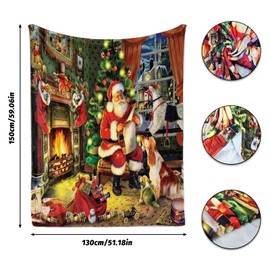 UGZDEA Christmas Blanket 130x150cm, Christmas Sofa Blanket, Soft Warm Winter Fleece Christmas Blanket for Adults and Kids (B, 130x150cm)