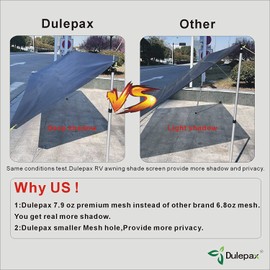 Dulepax RV Awning Shade Screen with Zipper 8'X8'3'' -Second Generation RV Awning Screen Significantly Improves Shadew and Privacy.Universal RV Awning Sun Shade Screen with Complete Kits