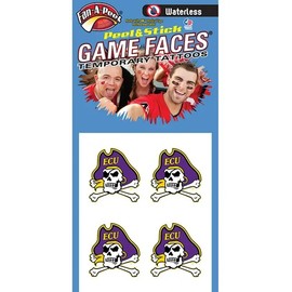 East Carolina Uni – Waterless Peel & Stick Temporary Spirit Tattoos – 4-Piece – Pirate Logo