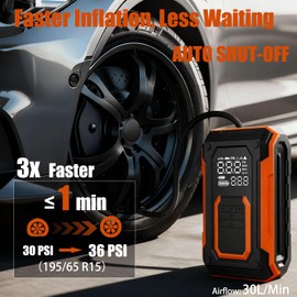 CPProDilig Tire Inflator Portable Air Compressor - 150 PSI Dual Power Car Tires Air Pump with Digital Pressure Gauge, LED Light and Auto Shut-Off Function, Air Pump for Auto, Motorcycles, Bikes, Balls