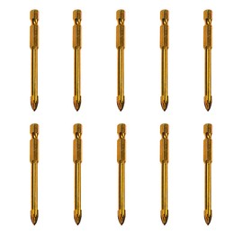 10pc 6MM Masonry Drill Bits, 10PC 1/4” Concrete Drill Bit Set for Tile, Brick, Plastic and Wood, Tungsten Carbide Tip Best for Wall Mirror and Ceramic Tile