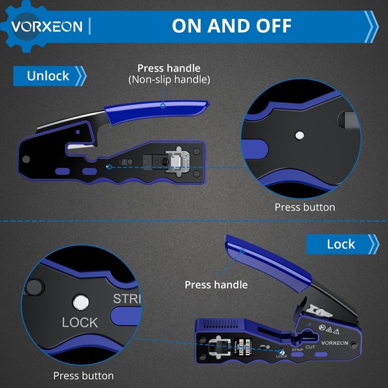 VORXEON RJ45 Crimp Tool Kit Ethernet Cat 6 Crimping Tool