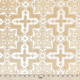 Ecclesiastical Metallic Brocade Fabric - Poly Metallic 58/60" by The Yard (White/Gold)