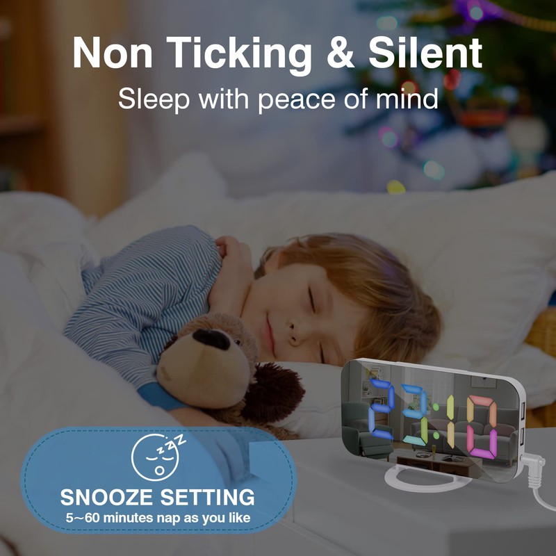 Sukeen Alarm Clocks Bedside, Alarm Clock with Dimmable LED Display,