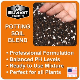 Midwest Hearth Premium Potting Soil Mix with Peat Moss, Vermiculite, Perlite (Made in USA) (4 Dry Quarts)