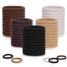 ZHIYE Elastic Hair Ties, 100 Pcs Thick Seamless Hair Bands No Damage Soft Ponytail Holders Hair Bobbles for Girls Women, Neutral