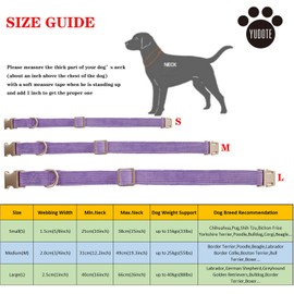 YUDOTE Ultra Soft Dog Collar Natural Cotton Cord for Small Dogs with Sensitive Skin, Lilac