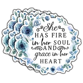 (3Pcs) She Has Fire in Her Soul and Grace in Her Heart Inspirational Quote Sticker for Laptop Motivational Vinyl Waterproof Positive Kindness Stickers for Water Bottle Phone Tumbler Size 3x2.8 Inches