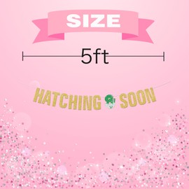 Hatching Soon Banner, Dinosaur Theme Baby Shower Party Decorations Banner for Boys, Gold Glitter Gender Reveal Party Hanging Decor, Dinosaur Birthday Party Supplies and Gifts
