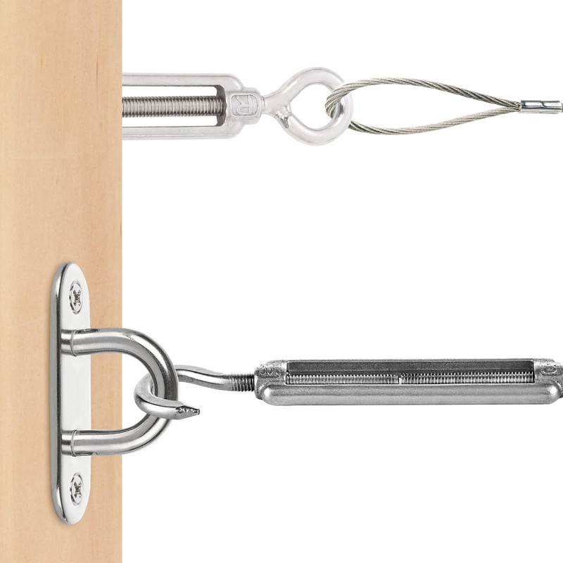 FVIEXE 10Pack M6 Turnbuckle Hook and Eye, Stainless Steel Cables