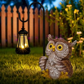 GIGALUMI Solar Garden Statues Owl Figure Lights for Outdoors, Yard, Garden Decor, Unique Gifts for Mum, Birthday Gifts for Women, Decoration for Patio