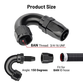 EVIL ENERGY 8AN 150 Degree One Piece Full Flow Hose End Fitting Swivel For CPE Braided Hose