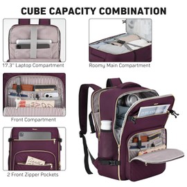 MOMUVO Travel Backpack Sets for Women,Carry On Backpack Flight Approved,Large Laptop Backpack Luggage Backpack with USB Charging Port,18.4 Inch