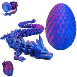 3D Printed Dragon, 13CM Flexible Joints 3D Printed Dragon In Egg, Articulated Dragon Fidget Toy, Creative Decoration For Home Office Desk 3D Printed Fidget Toy (Purple Red)