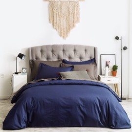 SUSYBAO King Navy Duvet Cover 100% Cotton Blue Duvet Cover 3 Pieces Set 1 Farmhouse Dark Royal Blue Duvet Cover with Zipper Ties 2 Pillow Shams Solid Color Navy Blue Bedding Set Soft