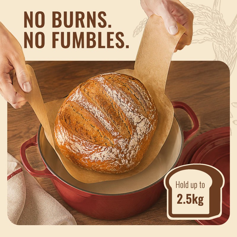 BlissBoard Disposable Parchment Bread Sling for Dutch Oven 50 Pcs