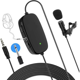 Moman S6M2 6M Lapel Microphone Smartphone, Mini Lavalier Microphone 3.5 mm - 6.3 mm TRRS-TRS with Audio Surveillance Low-Cut Gain Control for Camera Tablet Laptop PC