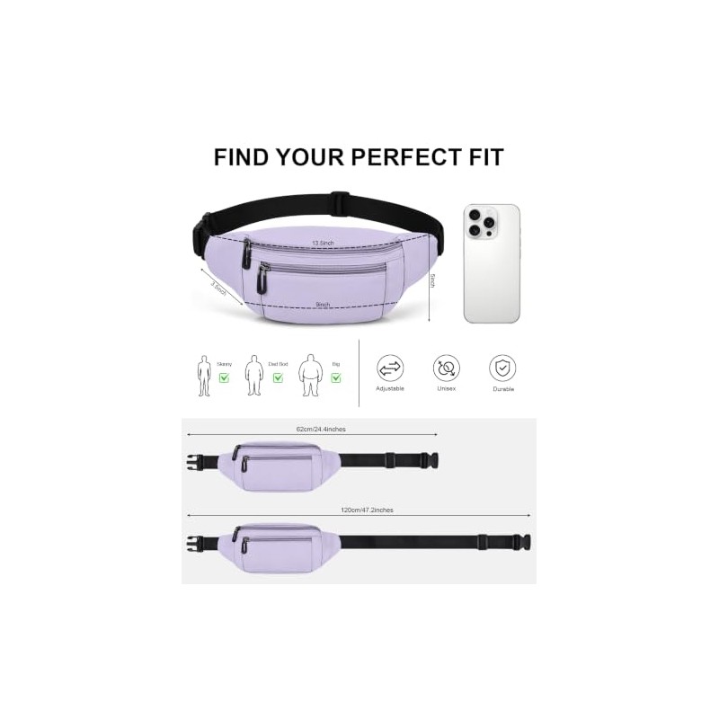 Rosoz Riñonera para hombres y mujeres, bolso ligero para cinturón,