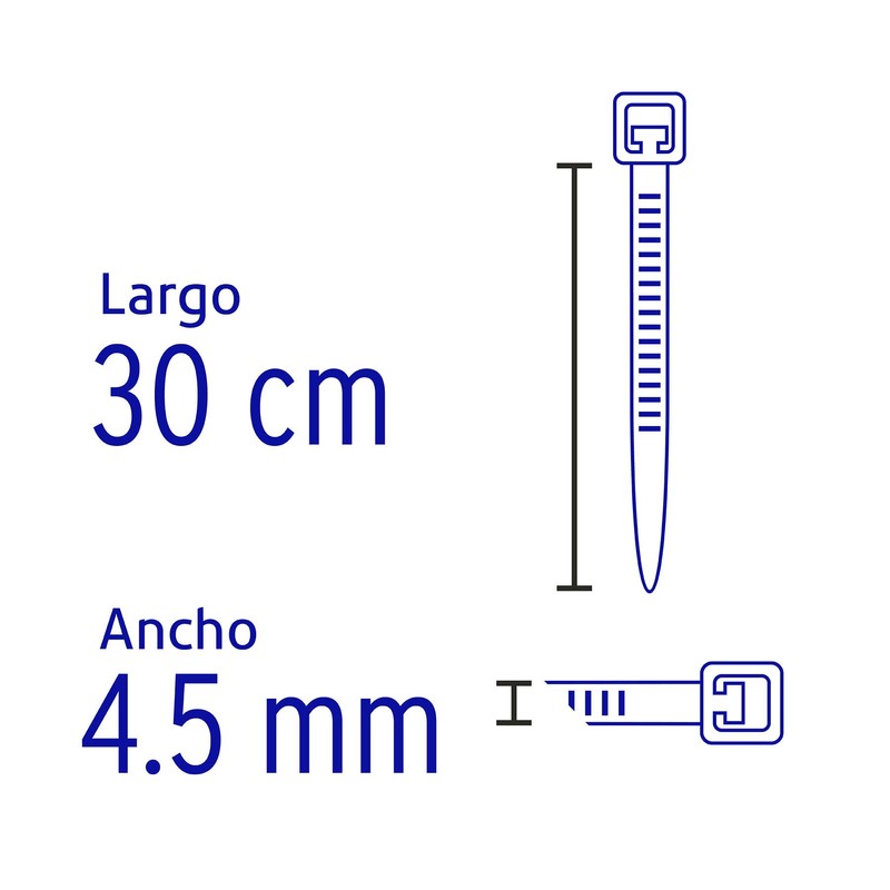 Volteck CIN-5030, Cincho plástico, 50 lb, 30 cm, bolsa con