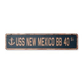 USS New Mexico BB 40 Vintage Plastic Street Sign us Navy Ship Veteran Sailor Gift | Indoor/Outdoor | 24" Wide