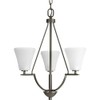 Bravo Collection 3-Light Antique Bronze Etched Glass Modern Chandelier Light