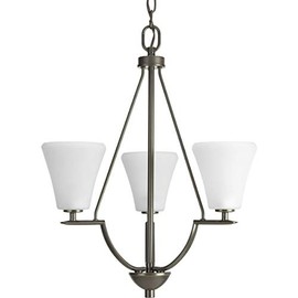 Bravo Collection 3-Light Antique Bronze Etched Glass Modern Chandelier Light