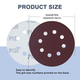 MIDO Professioanl Abrasive 125mm Sanding Discs 110 PCS Sandpaper 5 Inch 8 Hole Sanding Pads 120 Grit Sanding Disc Hook and Loop Round Orbital Sander Pads for Sanding