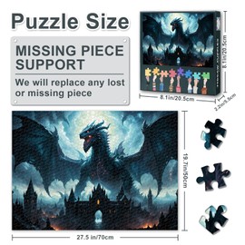 Dragon Jigsaw Puzzles 1000 Pieces, Fantasy Wild Animals Puzzles for Adults 1000 Pieces, Challenging Puzzle Perfect for Game Nights, Finished Jigsaw Puzzle Size 19.69x27.56Inch