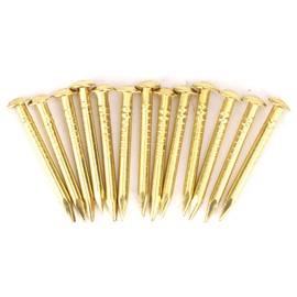 Kodrily Gold Small Nails, 100PCS Hardware Nails Assortment Kit, Round Head Brass Nail, Tiny Finishing Nails Accessories for Household Wood Picture Hanging String Art (18mm Long)