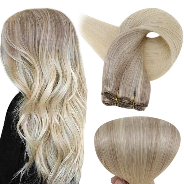 Full Shine Hair Weft Bundles Extensions 22 Inch Straight Remy Human Hair Bundles 100 Gram Sew In Weave Extensions Balayage Color 18 Fading To 22 and 60 Human Hair Weft Bundles