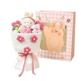 Plush Bouquet for Teacher Girls Exquisite Details Soft Comfortable Cartoon Bouquet Dolls Bouquet Bunny White