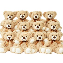LELELONG 12 Pack Teddy Bears Bulk Teddy Bear Stuffed Animal Baby Shower Bear Plush Gifts for Christmas Valentine's Day Mother's Day for Kids or Adults (12 Light Brown)