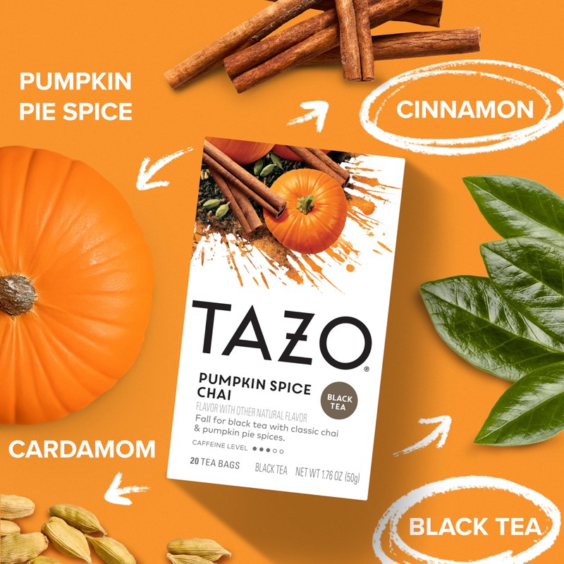 TAZO Pumpkin Spice Chai Tea Bags, Black Tea, Holiday Gift