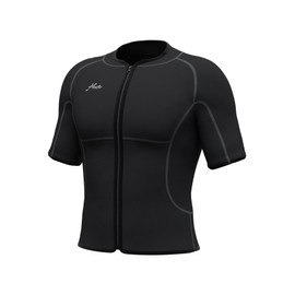 Hevto Men Wetsuits Tops 2mm Neoprene Jacket with Pocket Short Sleeve Surfing Kayak SUP Jet Ski Wet Suit for Water Sports (Tops Short, 3XL)