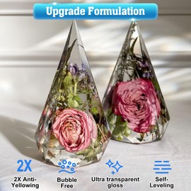 Shabebe Epoxy Resin 16OZ, Upgraded Crystal Clear Resin Epoxy Food Safe with Pump, Self Leveling & Bubble Free High-Glossy with Anti-Yellowing for Coating, Casting, Jewelry Making, DIY Craft