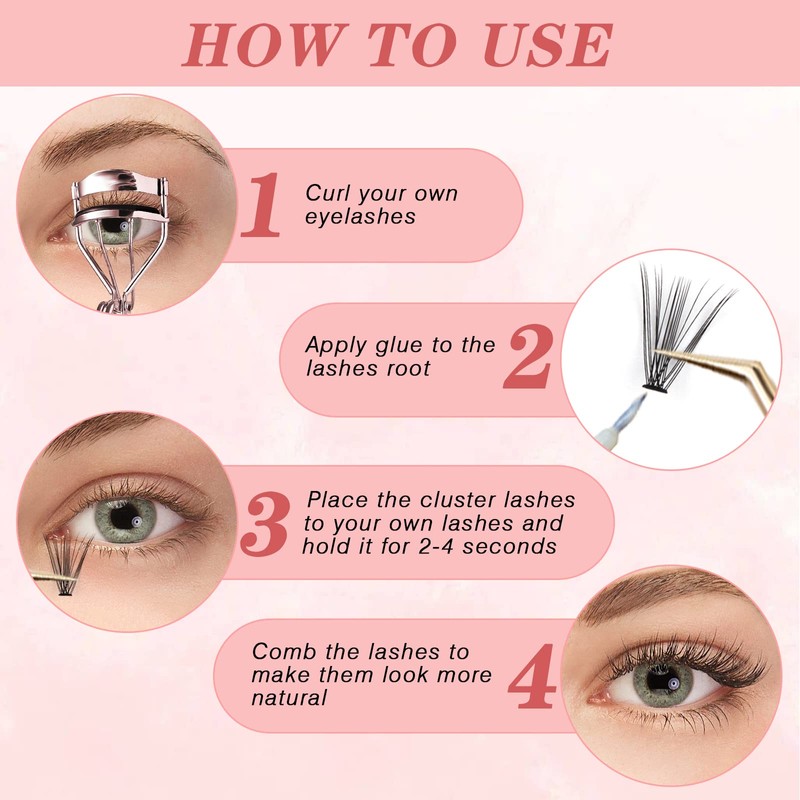 Glowingwin Cluster Lashes 228 PCS Individual Lashes Natural Look False