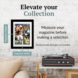 Creative Picture Frames 8 x 10.75 Magazine Frame with Full-Strength Glass, Holds Up To A 1/4" Thick Media with Installed Hangers for Easy Mounting, 10x12 Manhattan Black Frame with White Mat