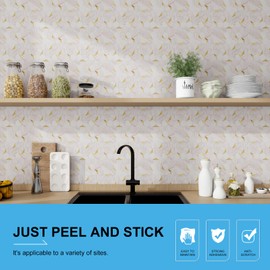 V-MOZZA Hexagon Peel and Stick Backsplash, 10-Sheet Peel and Stick Tiles PVC Wall Tile Stick on Backsplash for Kitchen Bathroom Fireplace